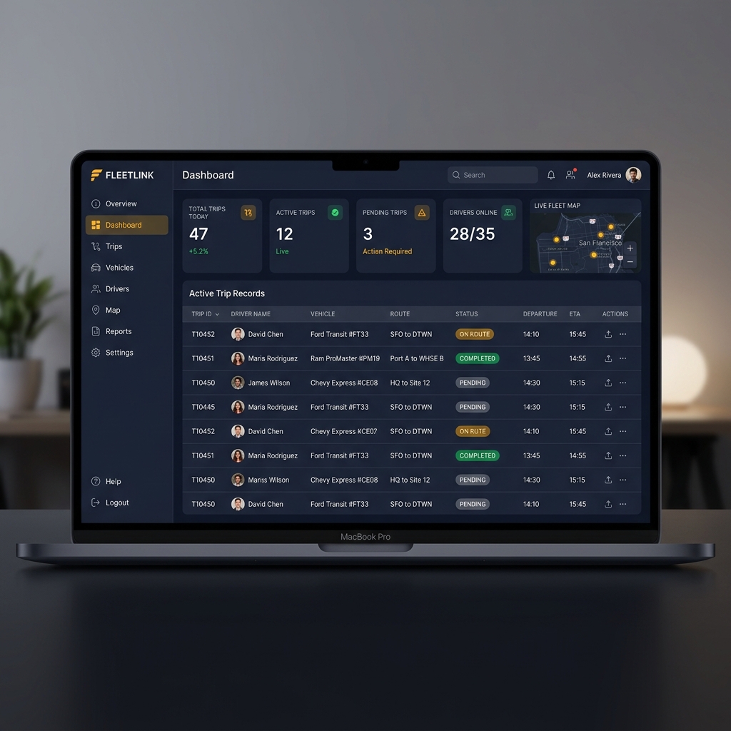Fleet management dashboard